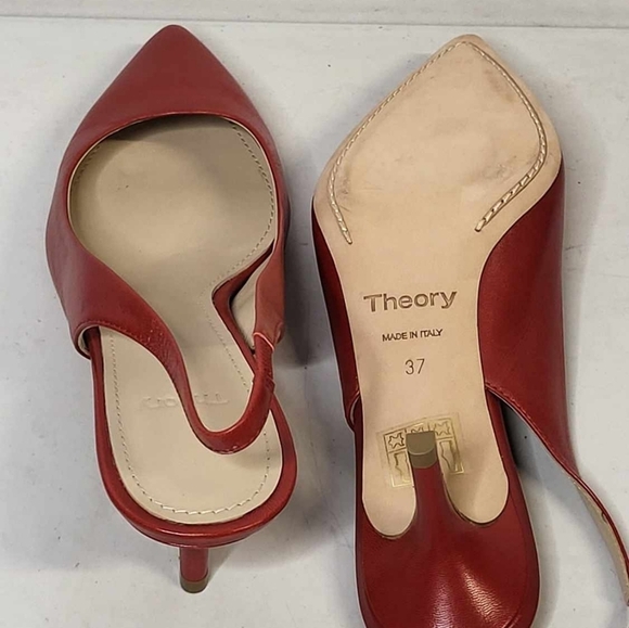 THEORY Red City Slingback 100% Lamb Leather New SZ 37 - Picture 12 of 12
